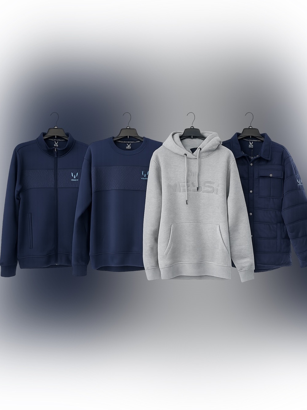 Men's Grey Hoodie & Navy Sweatshirt Group — MESSI Collection